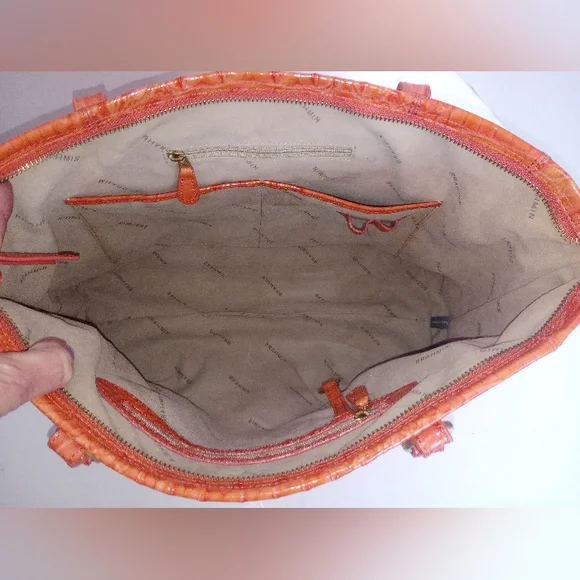 Brahmin Coral Melbourne Medium Asher Crocodile Embossed Leather Tote Bag - Picture 9 of 10